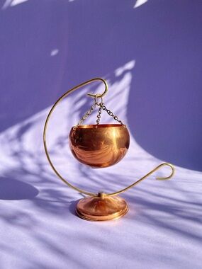 Vintage 1970s Coppercraft Votive / Succulent / Plant Holder Brass Stand